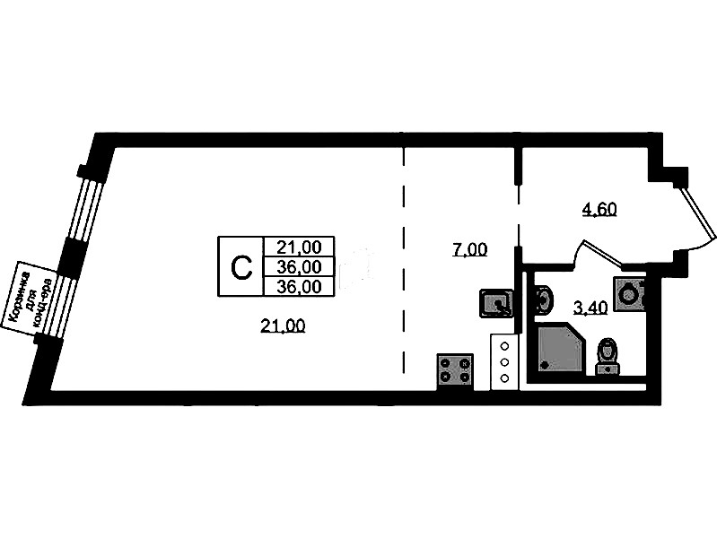 Квартира студия 36 м², 8/8 эт., ЖК «Курортный квартал»